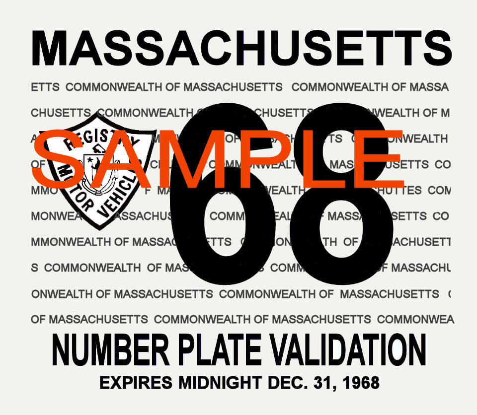 Modal Additional Images for 1968 Massachusetts REGISTRATION Sticker